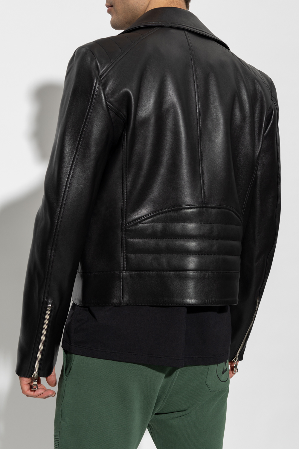 Black Leather jacket Balmain - SchaferandweinerShops KR